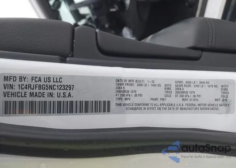 2022 Jeep Grand Cherokee Wk Limited 4X4 z USA, uszkodzony, nr VIN 1C4RJFBG5NC123297